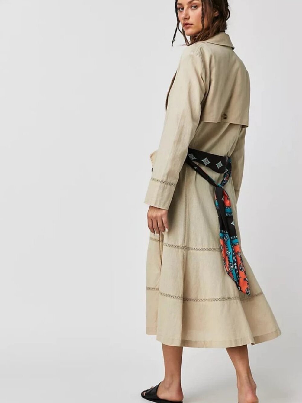 Free People Rory Linen-Blend Duster Trench Dress, size XS